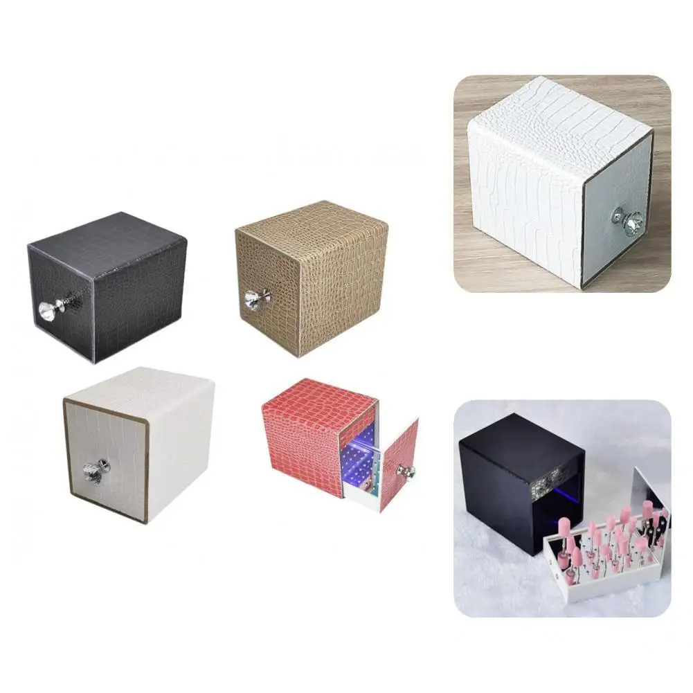 Manicure Tools Convenient Leather Nail Drill Bit Holder Box Cuboid Grinding Heads Stand with UV Light for Home Use
Manicure Tools Convenient Leather Nail Drill Bit Holder Box Cuboid Grinding Heads Stand with UV Light for Home Use