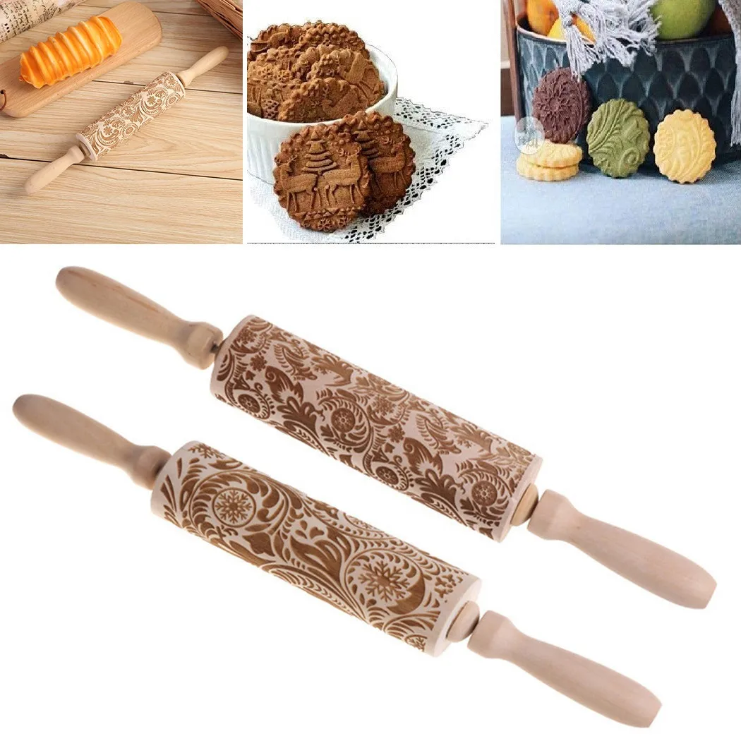 3D Embossing Rolling Pin Wooden Engraved Roller Pin Flower Pattern Baking Tool Cookies Pasta Bakery Crafts Kitchen Tools 1pc
3D Embossing Rolling Pin Wooden Engraved Roller Pin Flower Pattern Baking Tool Cookies Pasta Bakery Crafts Kitchen Tools 1pc