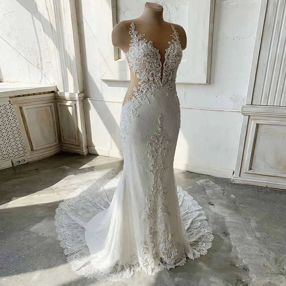 Sexy Wedding Dress for Women 2022 Bride Luxury Wedding Gown Mermaid Beaded Applique Illusion Deep V Neck Vestidos de Novia Civil
Sexy Wedding Dress for Women 2022 Bride Luxury Wedding Gown Mermaid Beaded Applique Illusion Deep V Neck Vestidos de Novia Civil