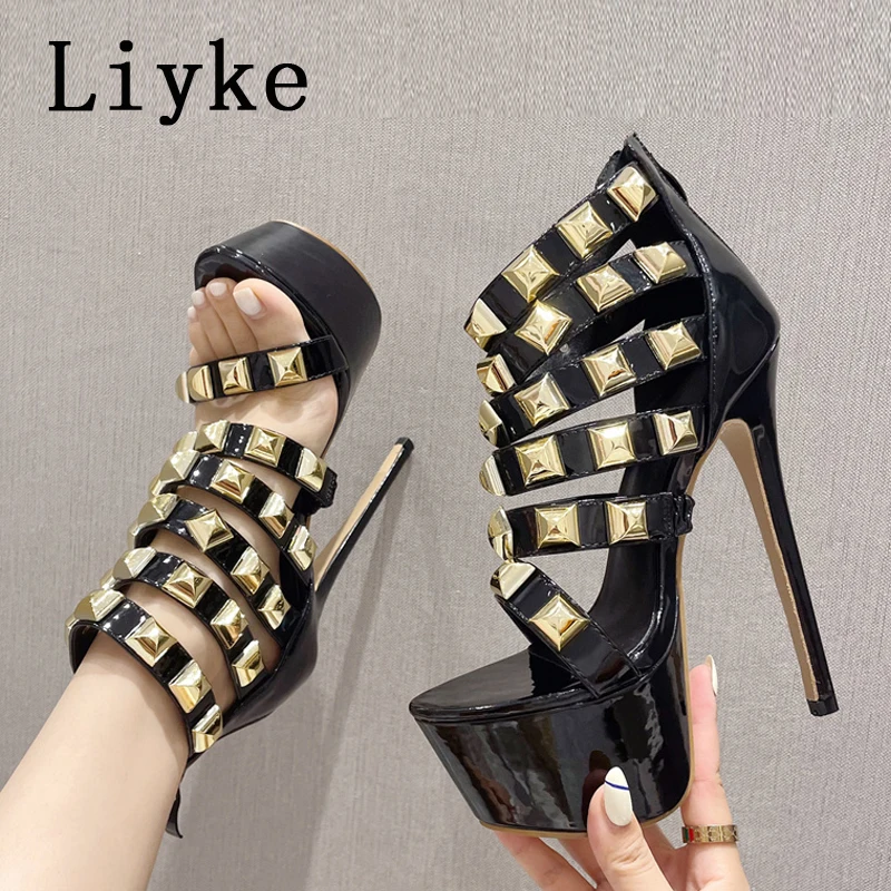 Liyke New Design Metal Rivet Narrow Band Roma Platform Pumps High Heels Sexy Sandals Women Peep Toe Zip Ladies Pole Dance Shoes
Liyke New Design Metal Rivet Narrow Band Roma Platform Pumps High Heels Sexy Sandals Women Peep Toe Zip Ladies Pole Dance Shoes