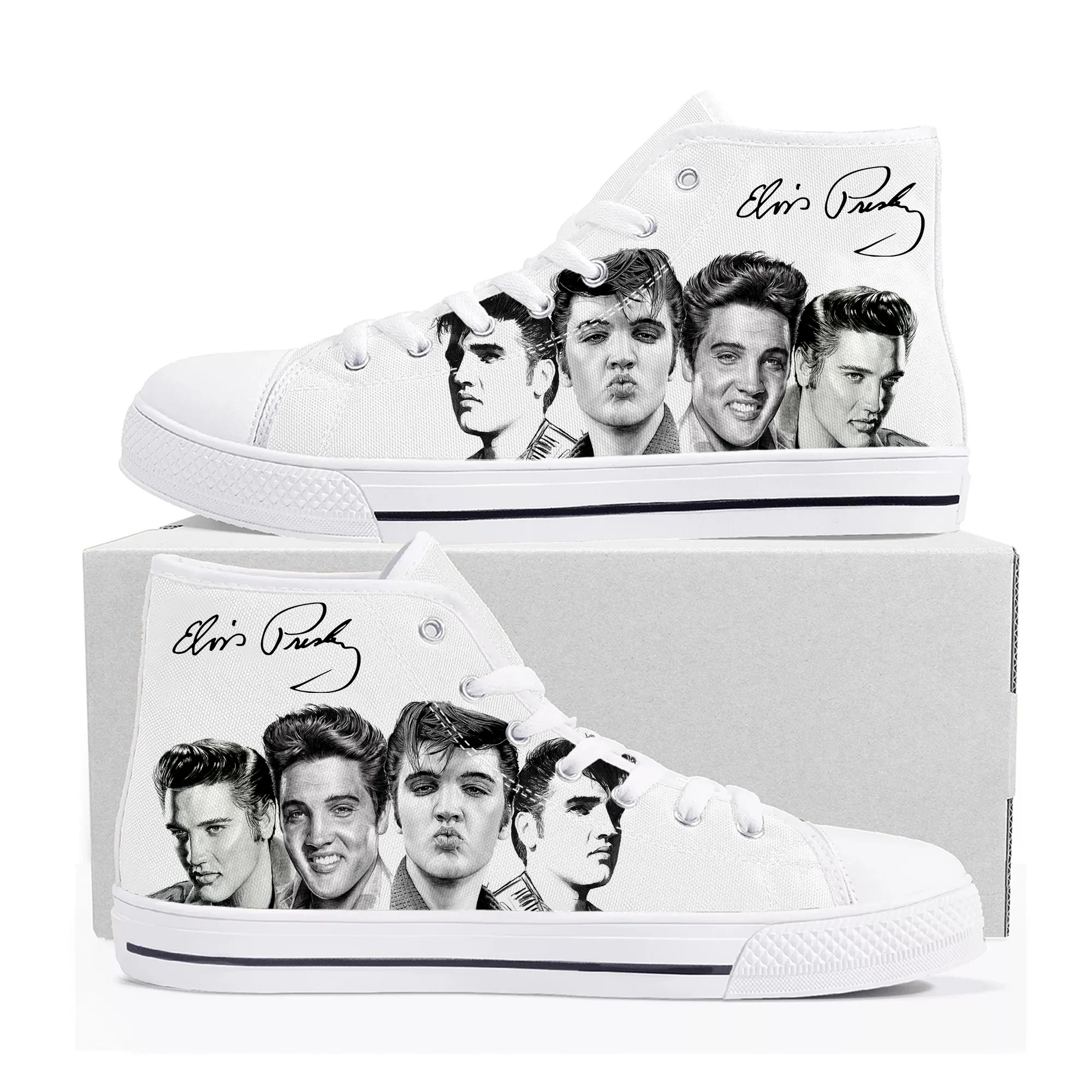Высокие кроссовки The King Hillbilly Cat Elvis для мужчин и женщин, подростковые холщовые кроссовки Аарон Пресли, повседневная обувь для пар, обувь на заказ