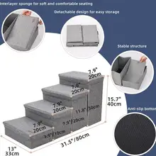4 Steps Stairs Pet Dog Stairs Anti Slip Ladder Removable Foldable Indoor Ramp Puppy Stairs Steps For High Bed and Couch