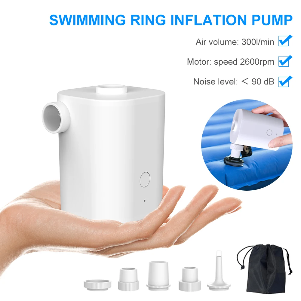 Mini Electric Air Pump Quick Inflate/Deflate Portable Rechargeable Air Mattress Pump 5 Nozzles For Pool Floats Air Bed Swimming
Mini Electric Air Pump Quick Inflate/Deflate Portable Rechargeable Air Mattress Pump 5 Nozzles For Pool Floats Air Bed Swimming