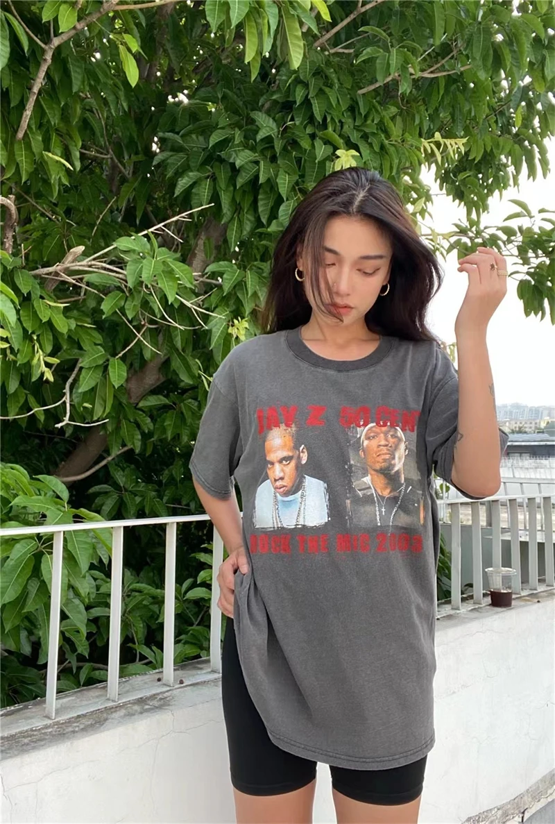 VTG JAYZ 50 cent concert rock and roll old oversized T-shirt men and women washed tops high street street casual loose T-shirt
VTG JAYZ 50 cent concert rock and roll old oversized T-shirt men and women washed tops high street street casual loose T-shirt