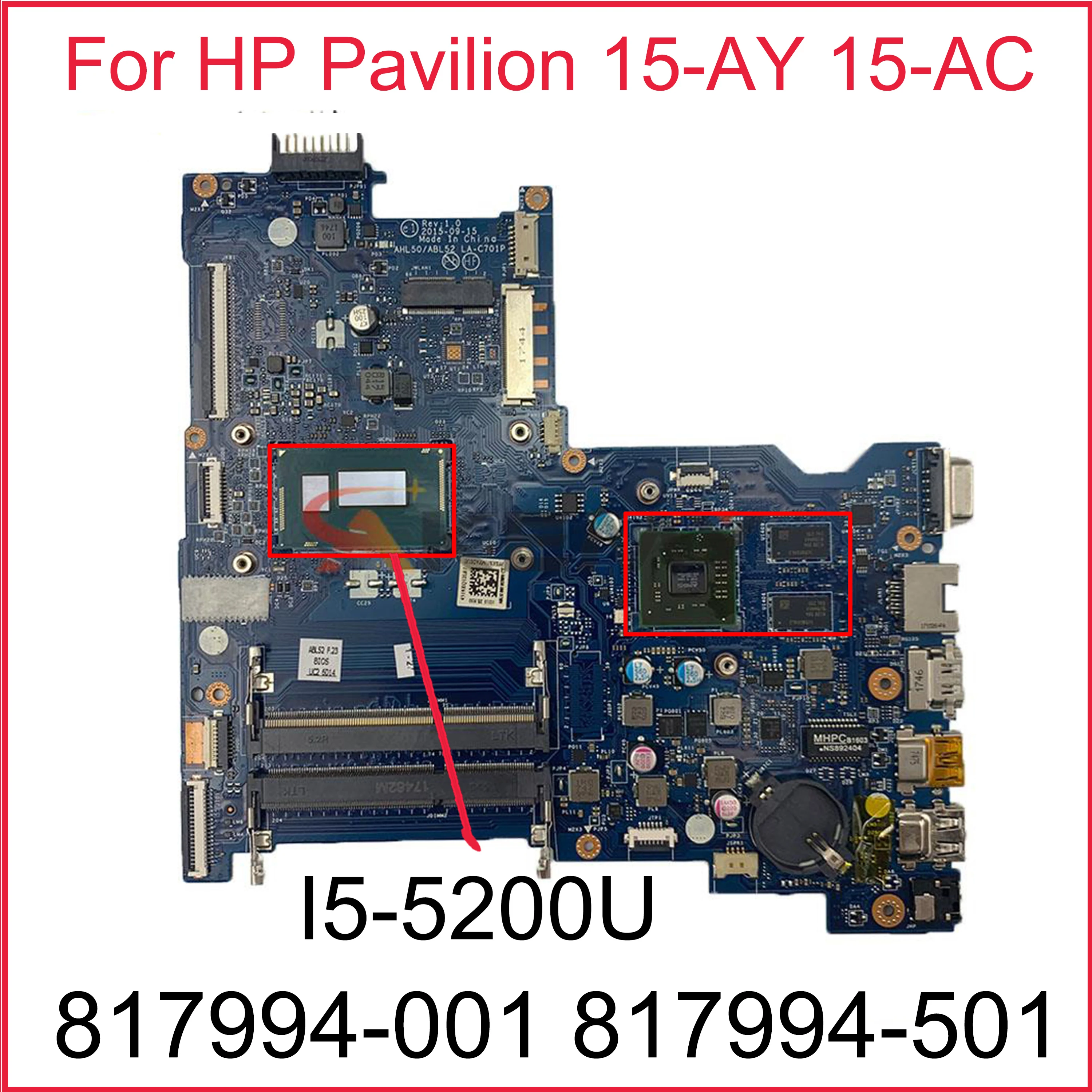 Материнская плата для ноутбука HP Pavilion 15-AC TPN-C125 250 G4 I5-5200U 817994-001 817994-501 816437-001 LA-C701P
Материнская плата для ноутбука HP Pavilion 15-AC TPN-C125 250 G4 I5-5200U 817994-001 817994-501 816437-001 LA-C701P