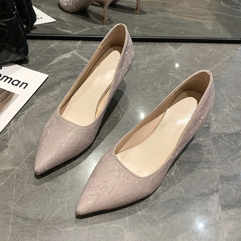 

2023 New Sexy Pointed Toe Women High Heel Shoes Solid Colour Concise Ladies Shoes Banquet Wedding Thin Heel Zapatos Para Mujeres