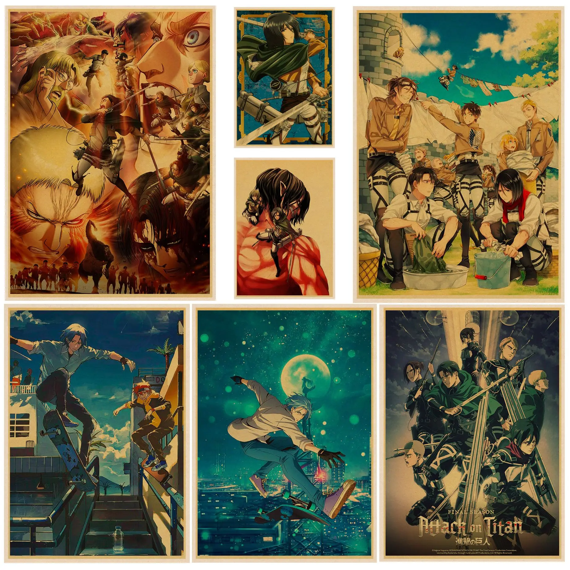 Japanese Classic Anime Attack on Titan Classic Movie Posters Wall Art Retro Posters for Home Room Wall Decor
Japanese Classic Anime Attack on Titan Classic Movie Posters Wall Art Retro Posters for Home Room Wall Decor