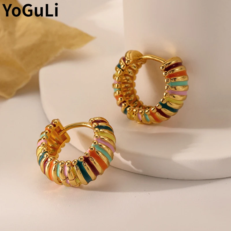 Modern Jewelry Spring Summer Style Colorful Earrings Hot Sale Delicate Design High Quality Brass Hoop Earrings For Women Girl
Modern Jewelry Spring Summer Style Colorful Earrings Hot Sale Delicate Design High Quality Brass Hoop Earrings For Women Girl