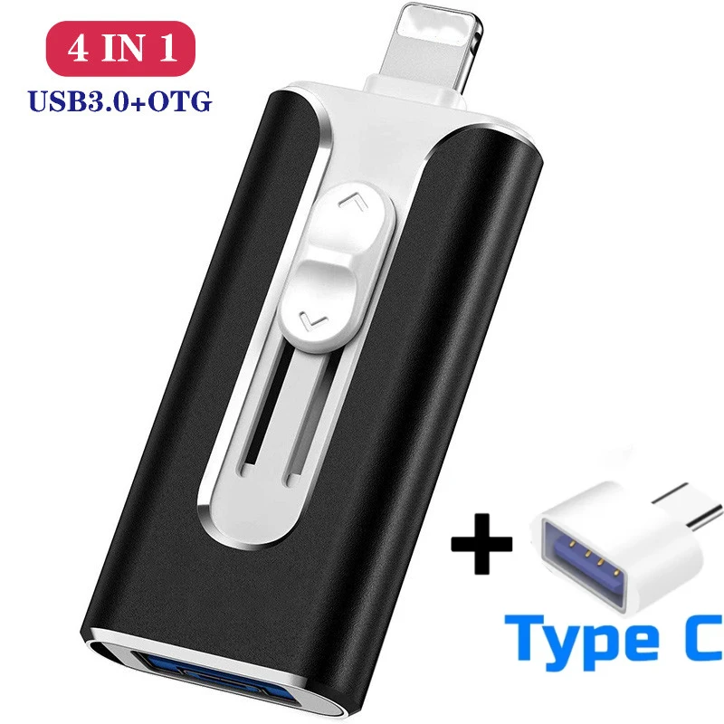 4 IN 1 USB Flash Drive for iphone 12/8/7/8/X/11 Usb/Otg/Lightning 128GB 64GB Pen Drive For iOS External Storage Devices【Black】
4 IN 1 USB Flash Drive for iphone 12/8/7/8/X/11 Usb/Otg/Lightning 128GB 64GB Pen Drive For iOS External Storage Devices【Black】