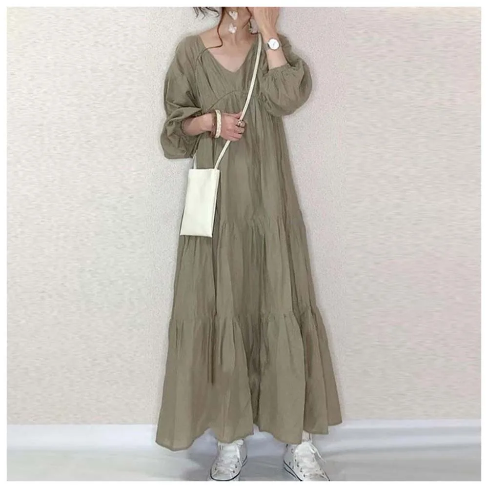 Summer Dresses Woman 2022 Japanes Korea Style Loose Lantern Sleeve Patchwork V-neck Long Casual Office Lady Women's Dress New
Summer Dresses Woman 2022 Japanes Korea Style Loose Lantern Sleeve Patchwork V-neck Long Casual Office Lady Women's Dress New
