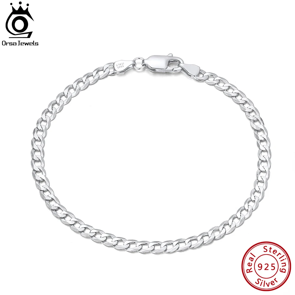 ORSA JEWELS Real 925 Sterling Silver Italian Cuban Chain Bracelet 3mm Diamond-Cut Link Curb Chain Jewelry for Women Men SB123-P
ORSA JEWELS Real 925 Sterling Silver Italian Cuban Chain Bracelet 3mm Diamond-Cut Link Curb Chain Jewelry for Women Men SB123-P