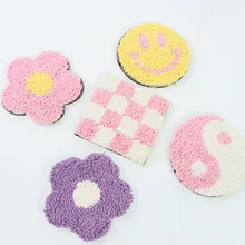 12cm Hand Tufted Plush Flower Coaster Thermal Insulation Table Mat Home Gift Carpet Coaster Table Decoration Accessories