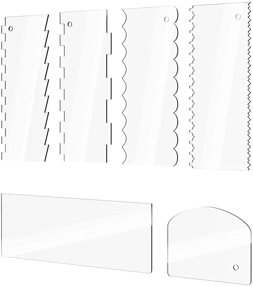 6pcs Clear Acrylic Icing Frosting Buttercream Large Cake Smoother Scraper Contour Comb Cake Edge Smoother Tool Pastry Cutter
6pcs Clear Acrylic Icing Frosting Buttercream Large Cake Smoother Scraper Contour Comb Cake Edge Smoother Tool Pastry Cutter