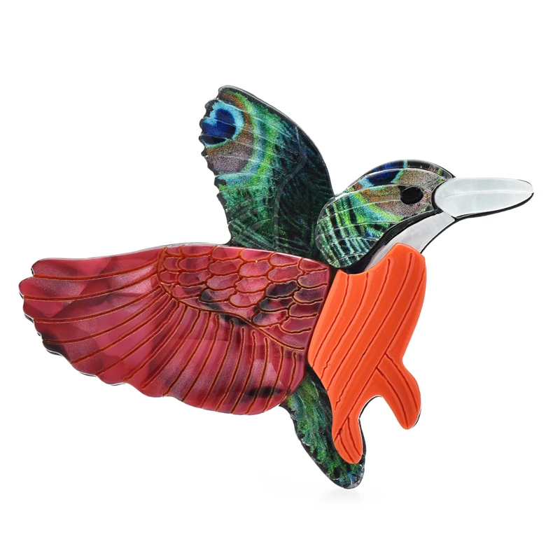 

Wuli&baby Acrylic Hummingbird Brooches For Women Unisex Beauty Flying Fastest Bird Animal Party Office Brooch Pins Gifts