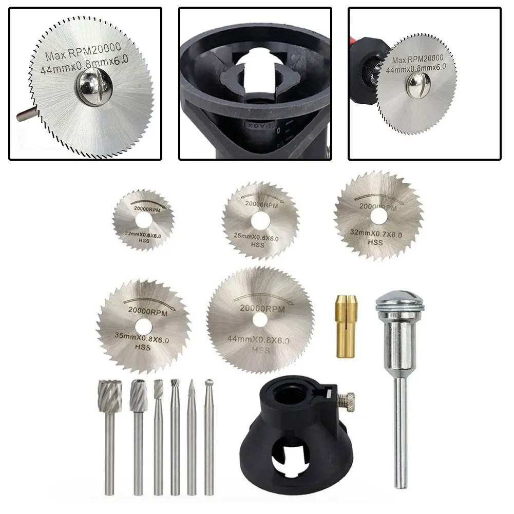 14pcs HSS Saw Blade Cutting Discs Brass Drill Collet Chuck Rotary Bit With Mandrel Rotary Tool For Cutting Wood Plastics
14pcs HSS Saw Blade Cutting Discs Brass Drill Collet Chuck Rotary Bit With Mandrel Rotary Tool For Cutting Wood Plastics