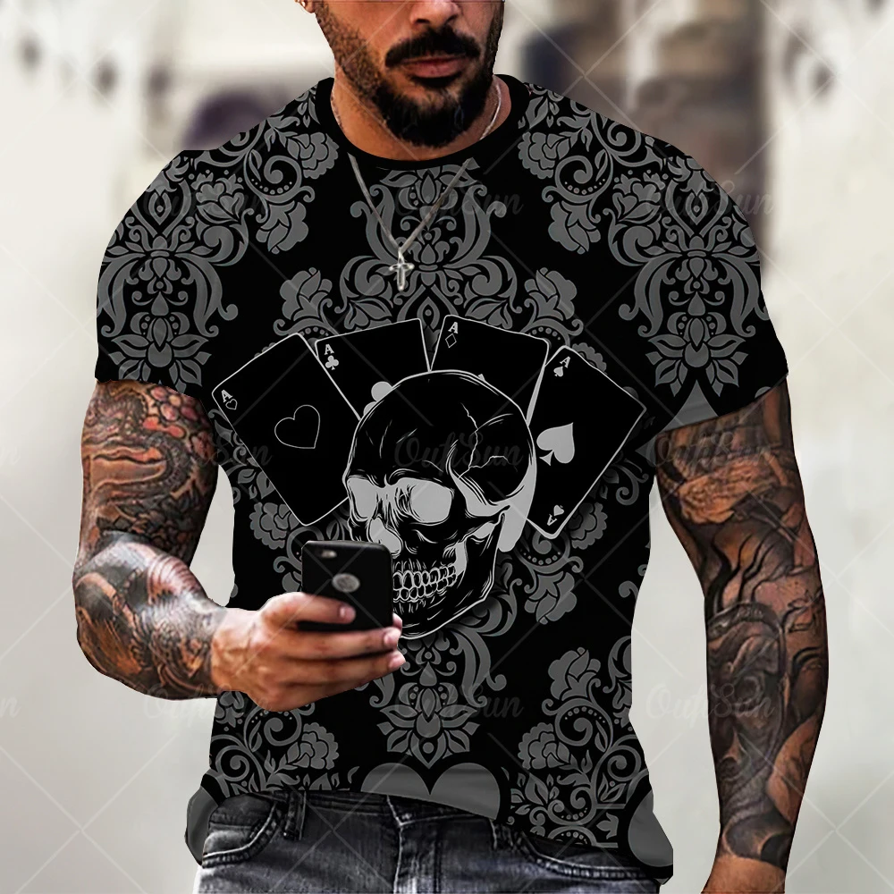 Spade Poker T-shirt Men's Summer 3D Horror Skull Print Extra Large Casual Comfortable Breathable T-shirt Street Top
Spade Poker T-shirt Men's Summer 3D Horror Skull Print Extra Large Casual Comfortable Breathable T-shirt Street Top