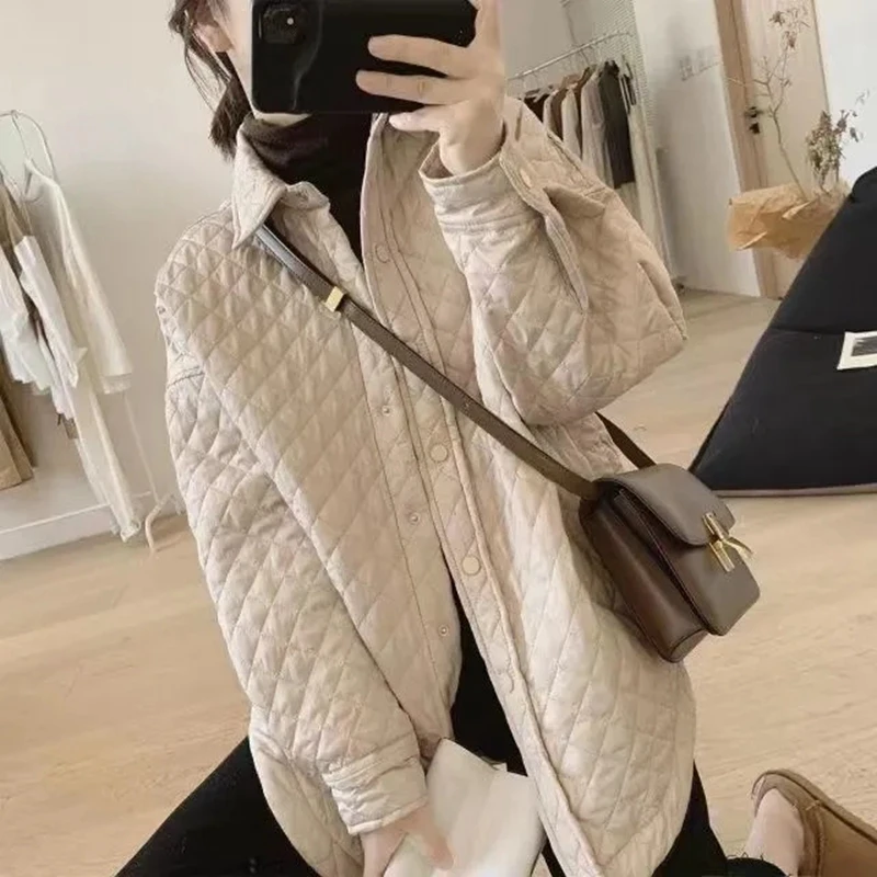 Autumn Women Cotton Padded Shirt Jacket Female Solid Loose Lightweight Lapel Jackets for Women Warm Blouse Coat Black Outerwear
Autumn Women Cotton Padded Shirt Jacket Female Solid Loose Lightweight Lapel Jackets for Women Warm Blouse Coat Black Outerwear