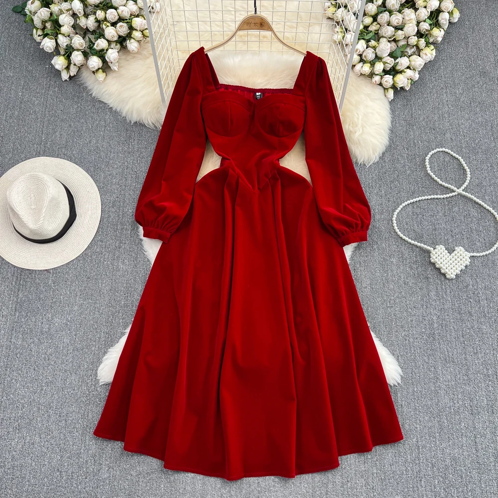 Bride Toast Red Dress Dress Fashion Senior Sense Bubble Sleeve Square Collar Waist Slim Dress
Bride Toast Red Dress Dress Fashion Senior Sense Bubble Sleeve Square Collar Waist Slim Dress