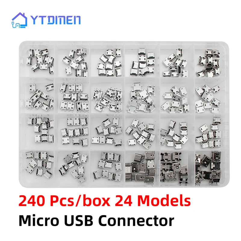 Micro USB Connector 240 Pcs/box 24 Models Socket Jack Connectors Set For Android Mobile Phone OPPO SAMSUNG HUAWEI MP3/4/5
Micro USB Connector 240 Pcs/box 24 Models Socket Jack Connectors Set For Android Mobile Phone OPPO SAMSUNG HUAWEI MP3/4/5