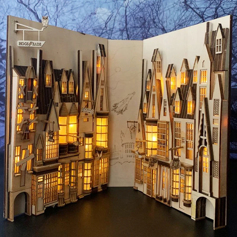 DIY Wooden Dragon Alley Book Nook Shelf Insert Kits Magic Movie Mysterious Ancient Streets Miniature Bookends Dollhouse Gifts
DIY Wooden Dragon Alley Book Nook Shelf Insert Kits Magic Movie Mysterious Ancient Streets Miniature Bookends Dollhouse Gifts