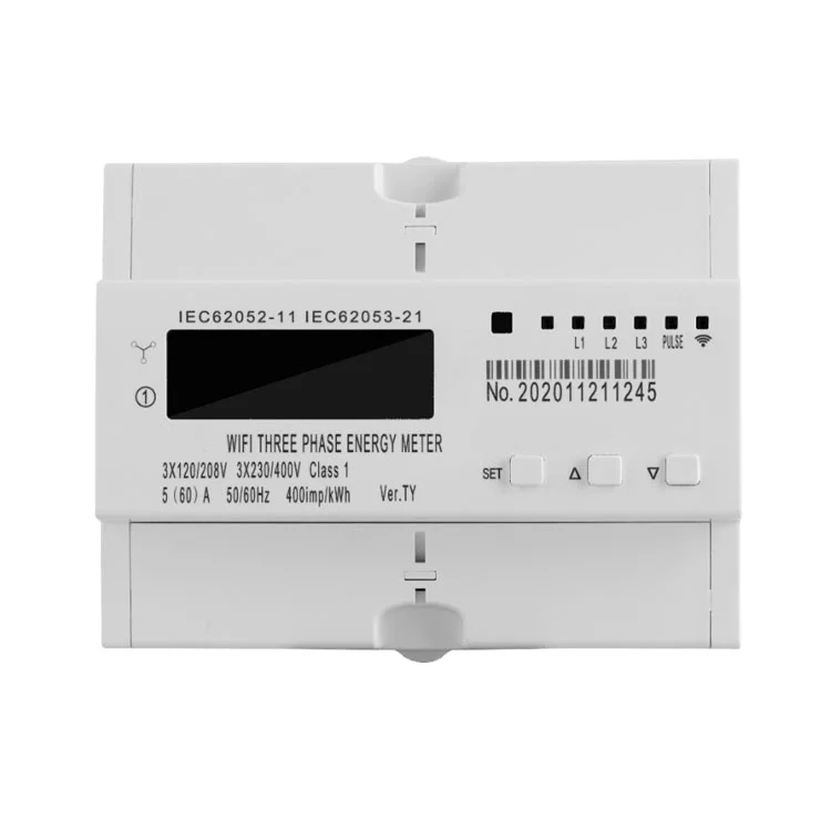 RS485 protocol kwh energy meter 80A three phase 208V/380v/400v/415v