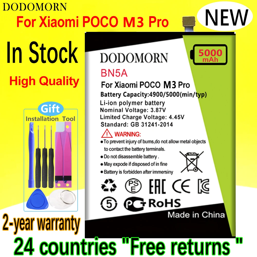 Аккумулятор DODOMORN BN5A для телефона Xiaomi POCO M3 Pro M 3 Pro, высокое качество + номер отслеживания
Аккумулятор DODOMORN BN5A для телефона Xiaomi POCO M3 Pro M 3 Pro, высокое качество + номер отслеживания