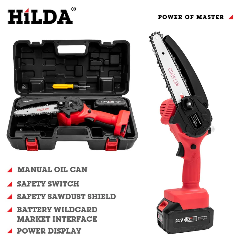 Hilda electric chain saw lithium electric saws 6 inch 1000 w power saws cutting logging garden tools
Hilda electric chain saw lithium electric saws 6 inch 1000 w power saws cutting logging garden tools