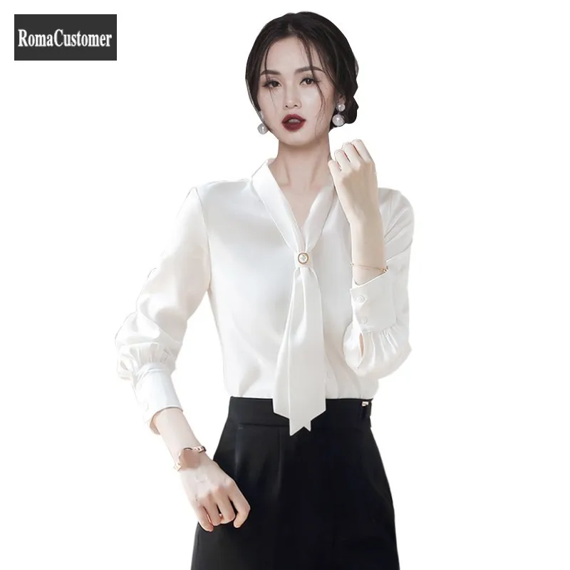 Elegant Long Sleeve White Shirt V-Neck Womens Spring New Female Wild Fashion France Style Tops Korean Version Trend Blouse
Elegant Long Sleeve White Shirt V-Neck Womens Spring New Female Wild Fashion France Style Tops Korean Version Trend Blouse