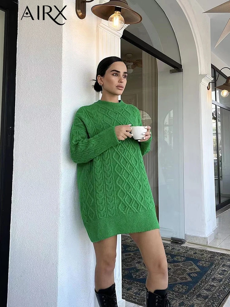 AIRX Knitted Sweater Women Loose Pullover Sweater Thicken Autumn And Winter Long Sleeve Tops Casual Medium Long Dress
AIRX Knitted Sweater Women Loose Pullover Sweater Thicken Autumn And Winter Long Sleeve Tops Casual Medium Long Dress