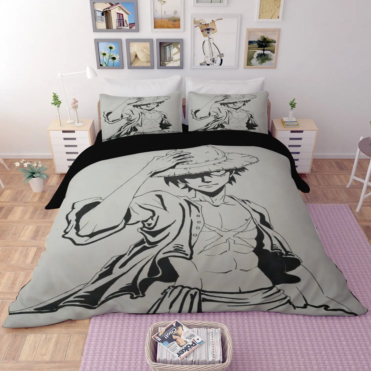 Duvet Cover 3D One Piece Luffy Zoro Nami Sanji Bedding Sets King Queen full Twin Size 3PCS black PillowCase housse de couette
Duvet Cover 3D One Piece Luffy Zoro Nami Sanji Bedding Sets King Queen full Twin Size 3PCS black PillowCase housse de couette