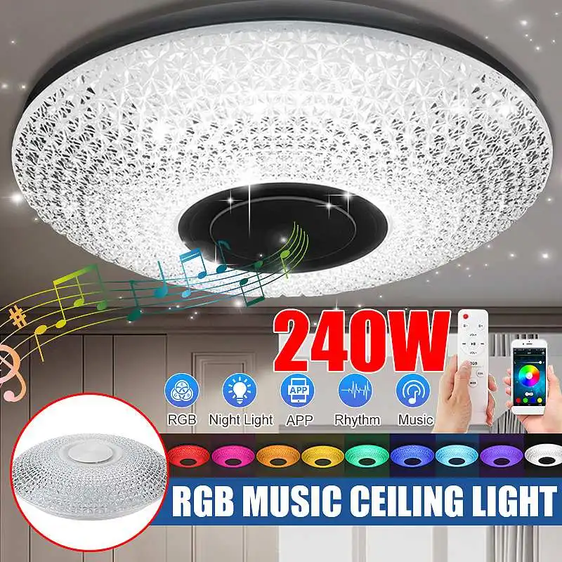 240W 42CM Crystal Dimmable LED Music Ceiling Light with Remote Control bluetooth Speaker RGB Color Changing Lamp for Home Party
240W 42CM Crystal Dimmable LED Music Ceiling Light with Remote Control bluetooth Speaker RGB Color Changing Lamp for Home Party