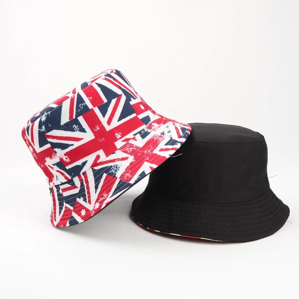 

Women Unisex Union Jack Festival Summer Hat Sun Cap British Hats Reversible Bucket Hat