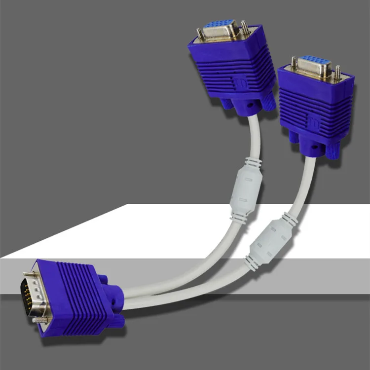 

RGB VGA SVGA Male to 2 VGA two HDB15 Female Splitter Adapter extension Cable w/ core VGA splitter adaptor connector converter