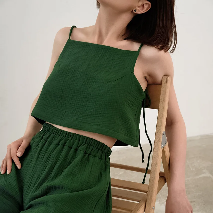 Summer Green Woman's Pajamas short Set Spaghetti Strap Sexy Sleepwear Backless Nightwear Cotton Lace Up Home Clothes New pijama
Summer Green Woman's Pajamas short Set Spaghetti Strap Sexy Sleepwear Backless Nightwear Cotton Lace Up Home Clothes New pijama