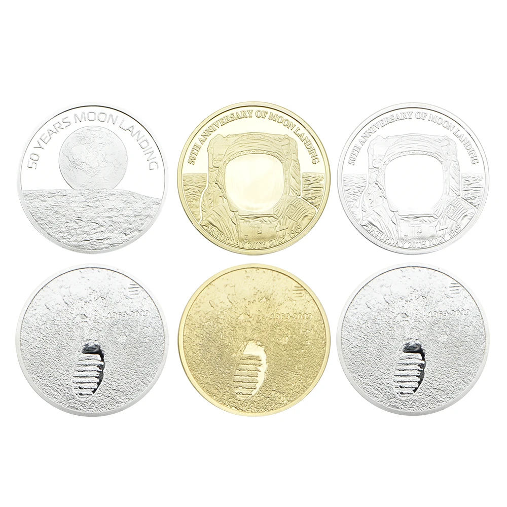 American Apollo 50th Anniversary Coin Plated with Gold and Silver Metal Coin Aerospace Badge Collection Gift
American Apollo 50th Anniversary Coin Plated with Gold and Silver Metal Coin Aerospace Badge Collection Gift