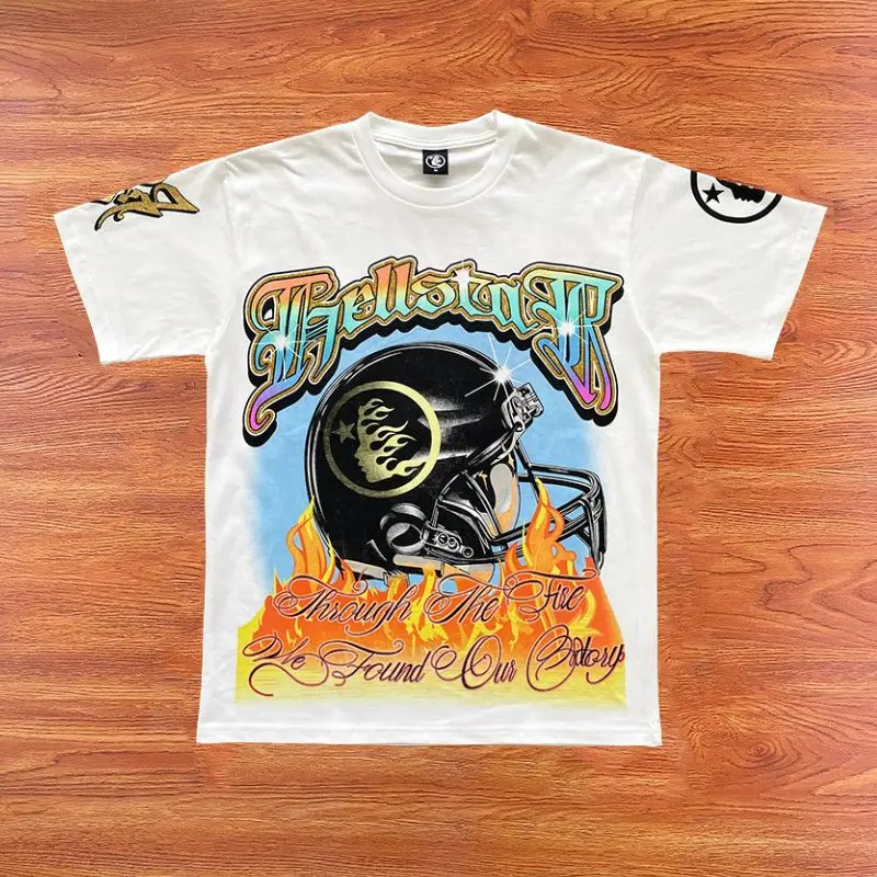 Rock Hip Hop Hellstar Studios Tshirts Helmet Flash Flame Letter Print Short Sleeve Tops Oversized Hellstar T Shirt for Men Women
Rock Hip Hop Hellstar Studios Tshirts Helmet Flash Flame Letter Print Short Sleeve Tops Oversized Hellstar T Shirt for Men Women