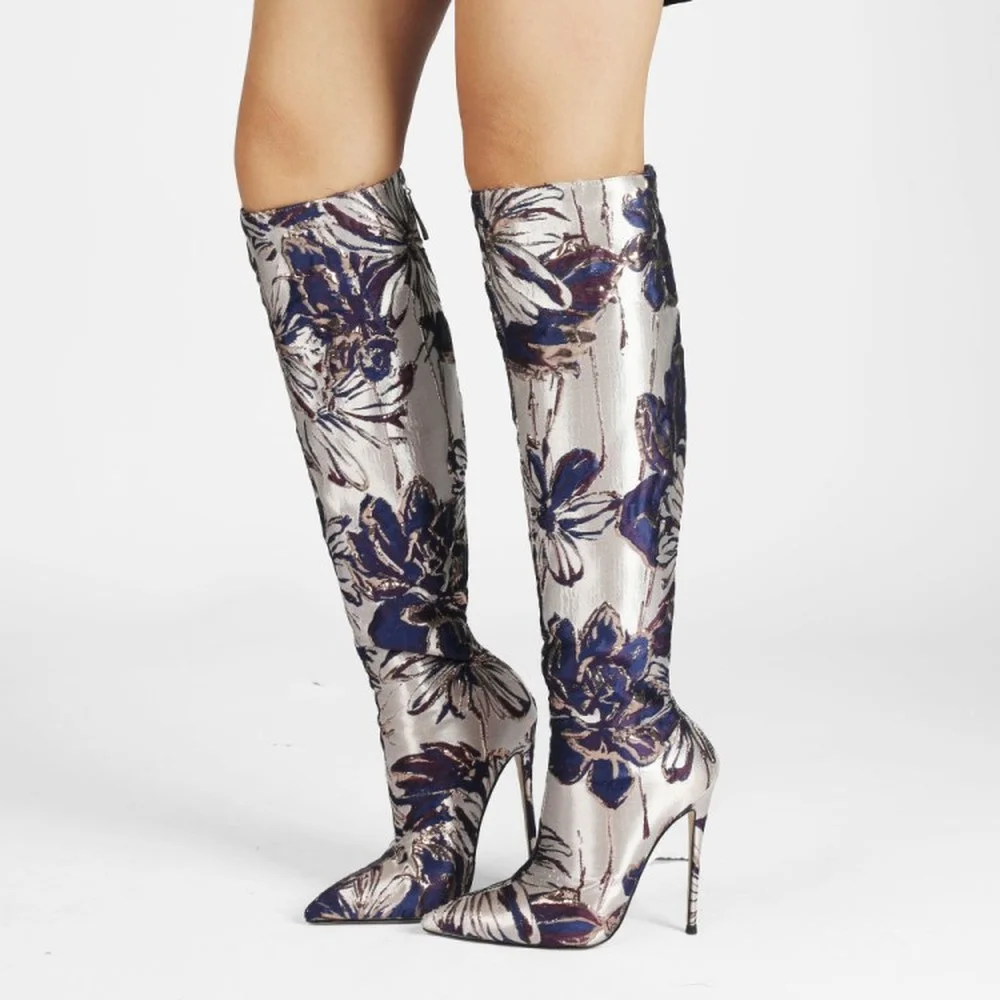 Womens Pointed Toe Embroidery Floral Knee Thigh Boots Stilettos High Heel Shoes Plus Big Size 45 46 47 New 2022
Womens Pointed Toe Embroidery Floral Knee Thigh Boots Stilettos High Heel Shoes Plus Big Size 45 46 47 New 2022