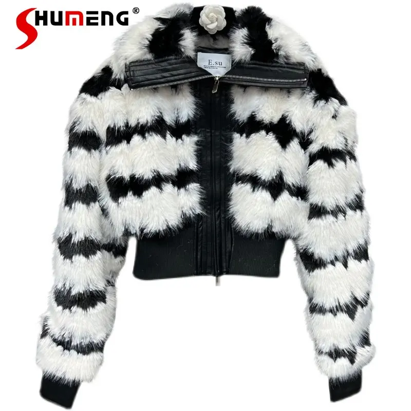 Autumn Winter Lapel Long Sleeve Black and White Contrast Color Short Clothes Simulation Fox Fur Sweet Hot Girl Style Plush Coat
Autumn Winter Lapel Long Sleeve Black and White Contrast Color Short Clothes Simulation Fox Fur Sweet Hot Girl Style Plush Coat