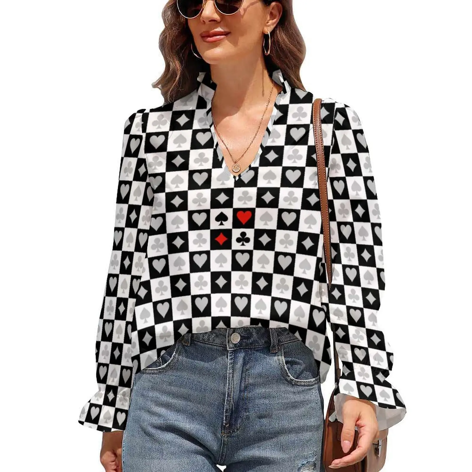 Heart Pattern Blouse Poker Ruffled Girl Cute Collar Shirt Social Printed Shirts
Heart Pattern Blouse Poker Ruffled Girl Cute Collar Shirt Social Printed Shirts