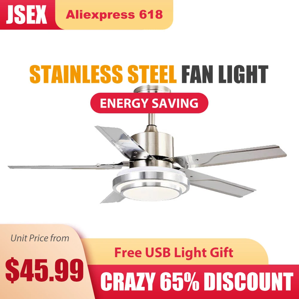 110V 220V Nordic Modern Stainless Steel Ceiling Fan Light Creative Living Room Restaurant 42/48/52Inch Household Fan Integrated
110V 220V Nordic Modern Stainless Steel Ceiling Fan Light Creative Living Room Restaurant 42/48/52Inch Household Fan Integrated