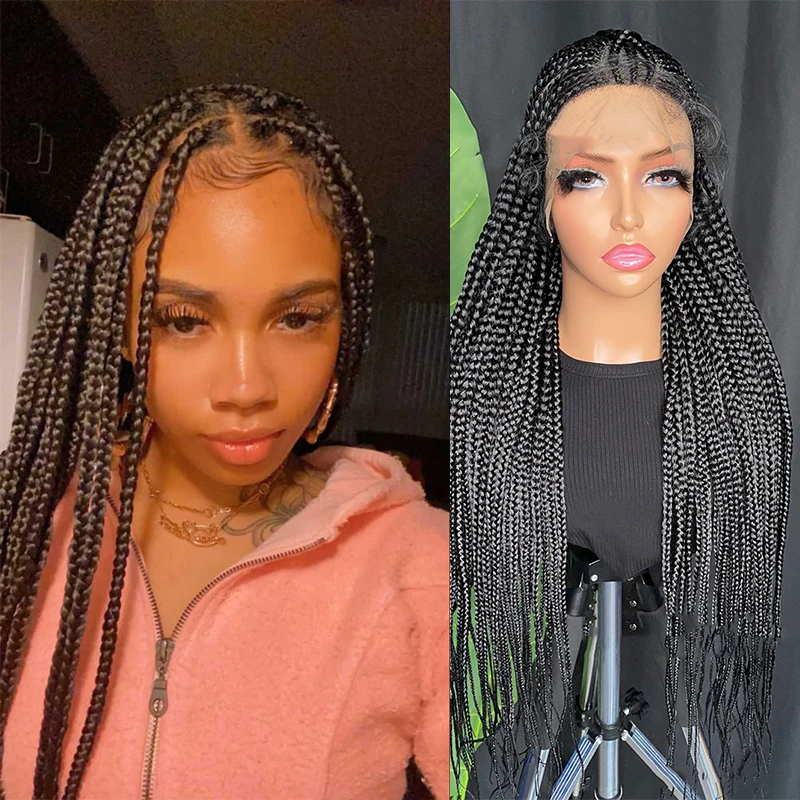 Jet Black Box Braided Full Lace Wigs With Baby Hair Natural Knotless Braiding Wig For Black Women High Temperature Fiber Wig
Jet Black Box Braided Full Lace Wigs With Baby Hair Natural Knotless Braiding Wig For Black Women High Temperature Fiber Wig
