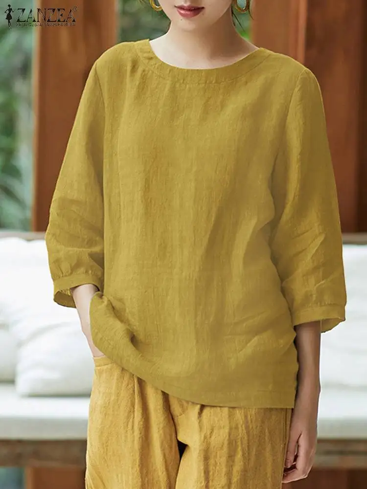 Элегантная Женская Базовая рубашка, Весенняя Повседневная Блузка, свободные однотонные топы с рукавом 3/4 и круглым вырезом, Женская Большая сорочка 
Элегантная Женская Базовая рубашка, Весенняя Повседневная Блузка, свободные однотонные топы с рукавом 3/4 и круглым вырезом, Женская Большая сорочка