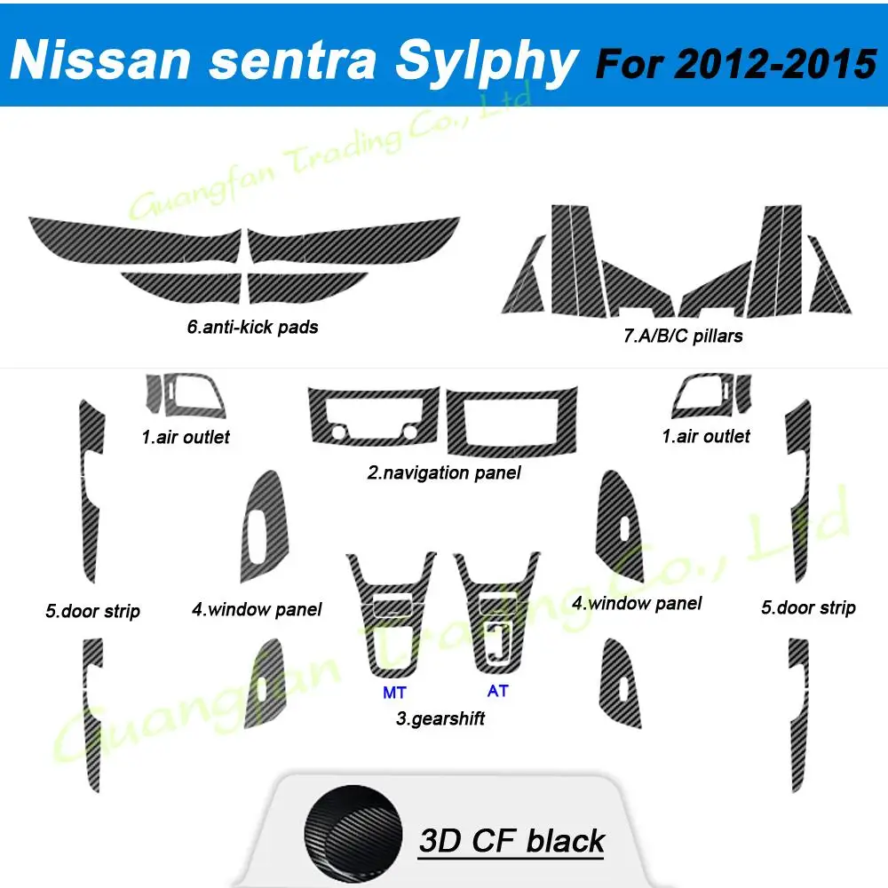 

Стайлинг автомобиля 3D5D углеродное волокно Автомобильный интерьер центральная консоль изменение цвета молдинг наклейки для Nissan Sentra Sylphy 2012-2015