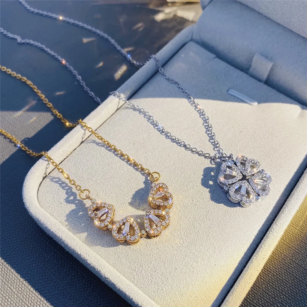Fashion Gold Heart Necklace for Women Four Leaf Heart Shaped Pendant Necklace Valentines Day Jewelry Gifts
Fashion Gold Heart Necklace for Women Four Leaf Heart Shaped Pendant Necklace Valentines Day Jewelry Gifts