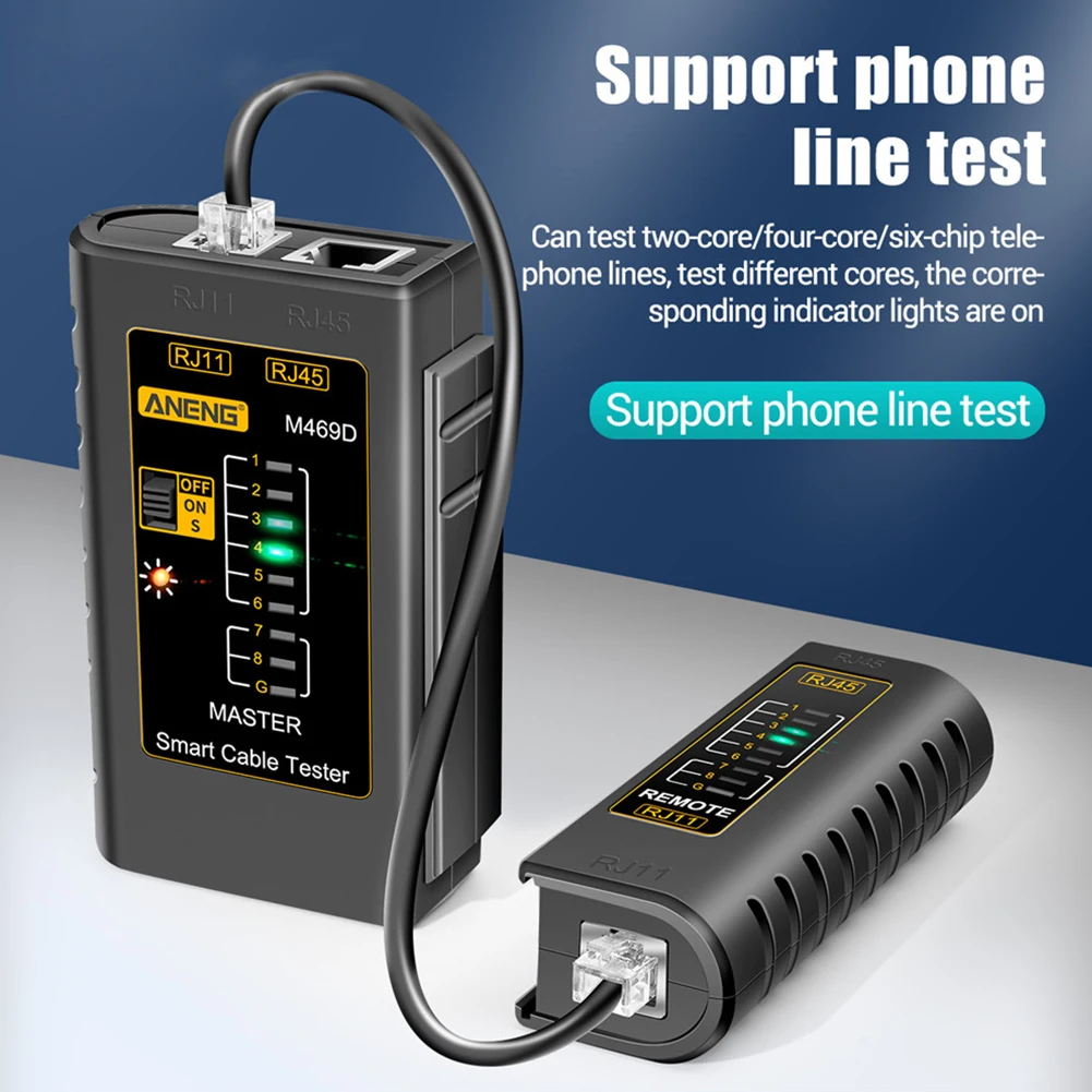 ANENG M469D RJ45 Cable lan tester Network Cable Tester RJ45 RJ11 RJ12 CAT5 UTP LAN Cable Tester Networking Tool network Repair
ANENG M469D RJ45 Cable lan tester Network Cable Tester RJ45 RJ11 RJ12 CAT5 UTP LAN Cable Tester Networking Tool network Repair