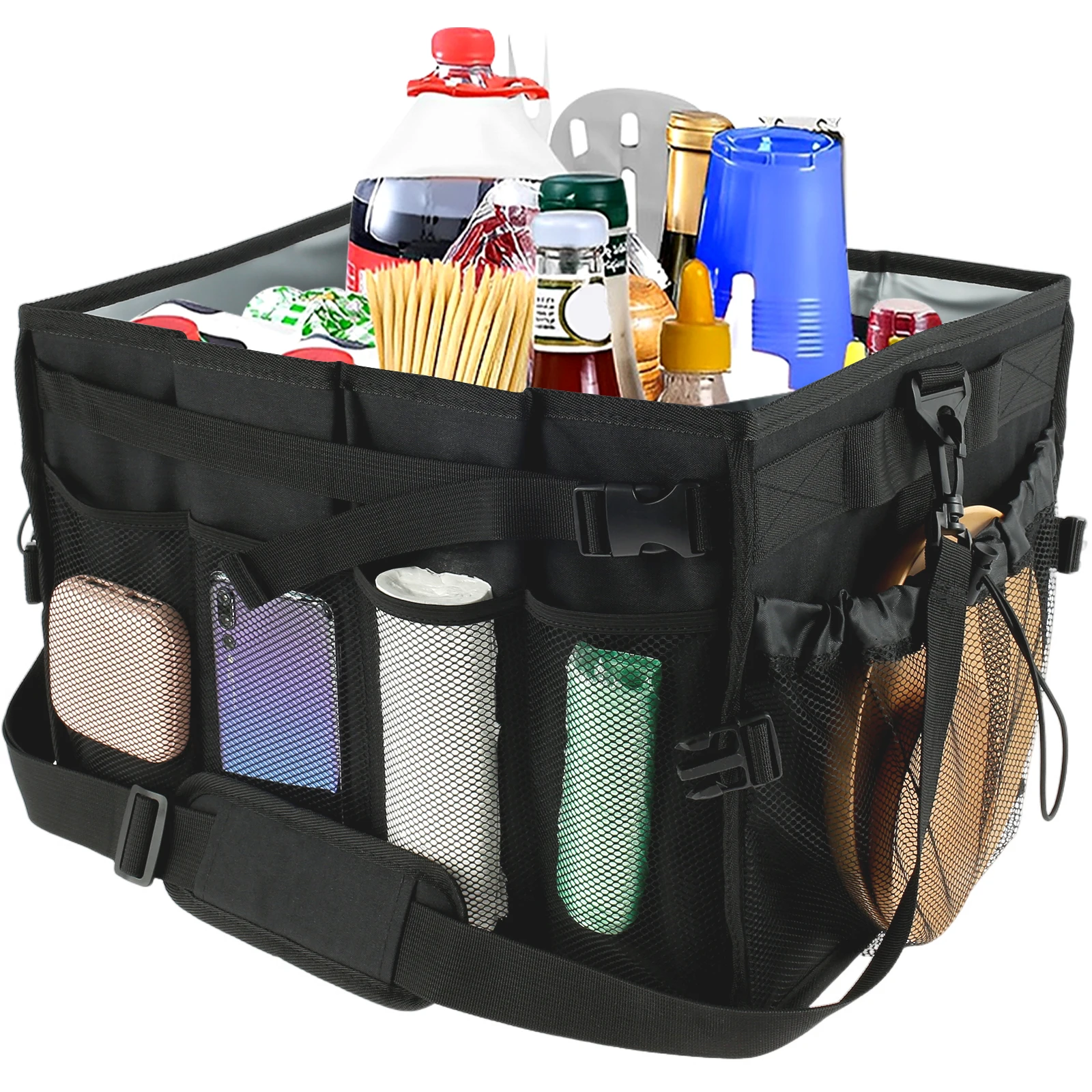 BBQ Accessories Caddy with Paper Towel Holder Large Grill and Picnic Caddy with Mesh Pockets Strap Collapsible Grill Utensil
BBQ Accessories Caddy with Paper Towel Holder Large Grill and Picnic Caddy with Mesh Pockets Strap Collapsible Grill Utensil