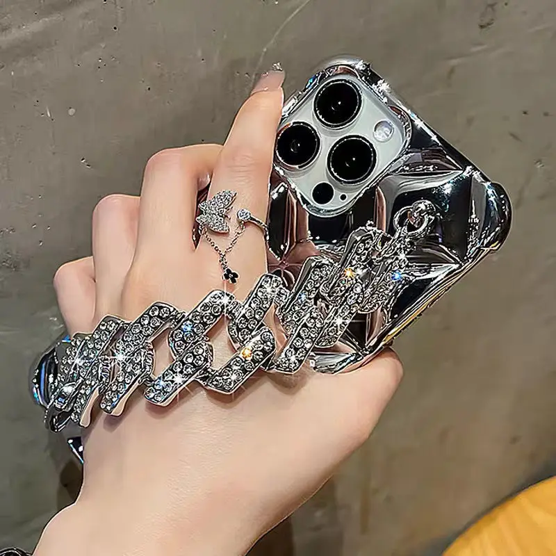 Phone Cases for iPhone 12 Pro Max 13 11 14 Plus Mobile Case with Strap Back Cover with Glitte Rhinestones Wrist Bracelet Chain
Phone Cases for iPhone 12 Pro Max 13 11 14 Plus Mobile Case with Strap Back Cover with Glitte Rhinestones Wrist Bracelet Chain