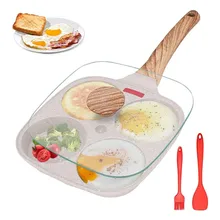 Four Holes Egg Pancake FYI Pan Frying Nonstick Pans and Pot Skillet 4 Eggs Stove Omelet Ham Maker for Kitchen Tool with Lid