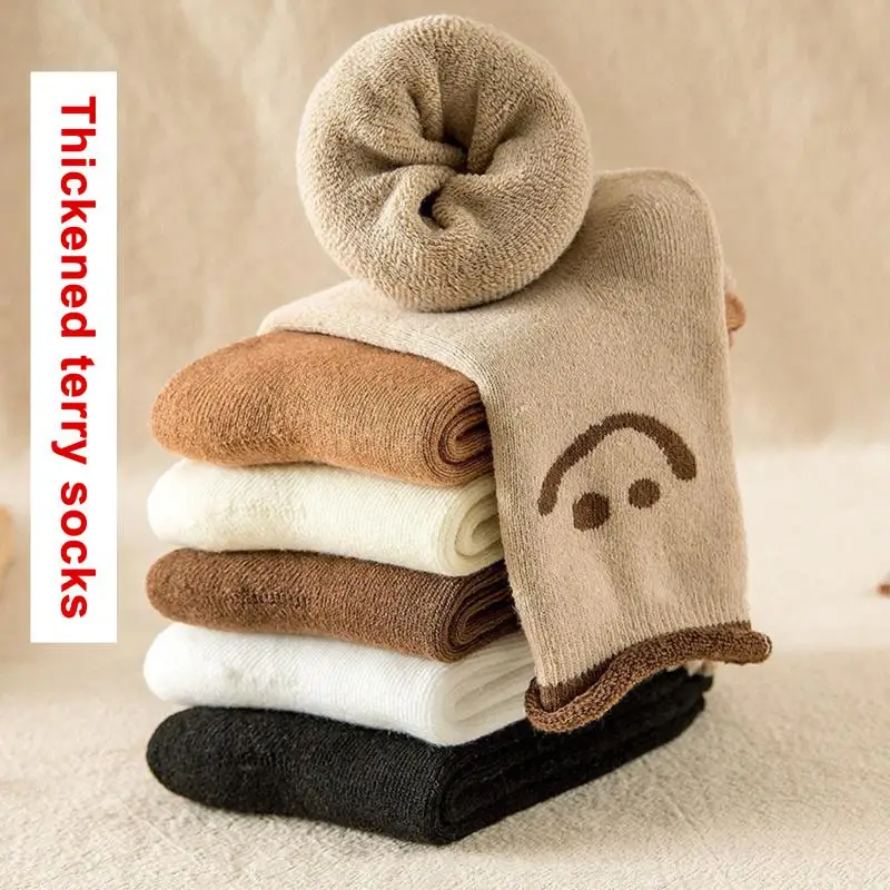 Autumn Winter Cotton Terry Socks Women Thickened Velvet Warm Stocking Middle Tube Socks Trendy Smiling Face Print
Autumn Winter Cotton Terry Socks Women Thickened Velvet Warm Stocking Middle Tube Socks Trendy Smiling Face Print