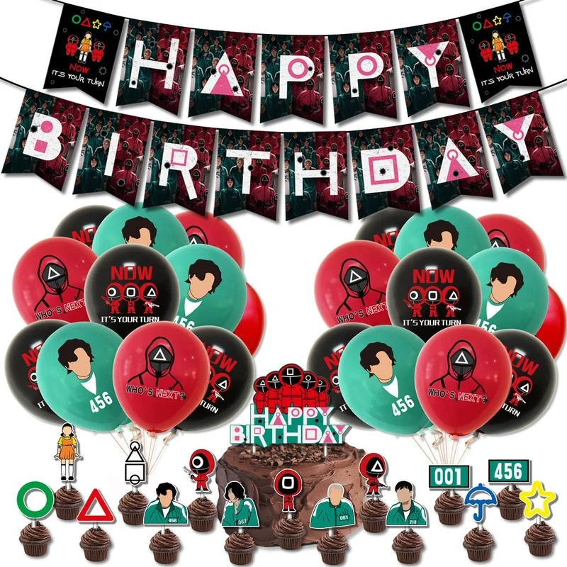 Squid Game Theme Party Latex Balloons Happy Birthday Banners Cake Topper Party Decor Boy Children Birthday Balloons Kids Toy
Squid Game Theme Party Latex Balloons Happy Birthday Banners Cake Topper Party Decor Boy Children Birthday Balloons Kids Toy